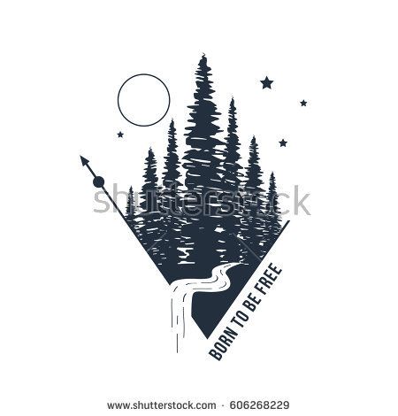 450x470 Hand Drawn Inspirational Badge With Textured Forest Vector