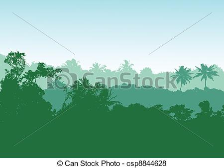 450x338 Vector Illustration Of Tropical Forest Background .