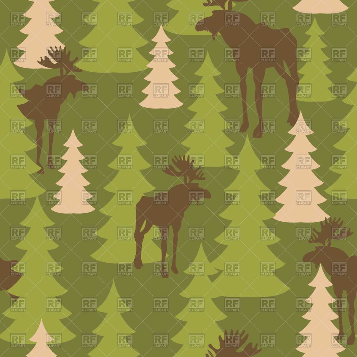 1200x1200 Army Seamless Pattern Of Deer And Forest Vector Image Vector