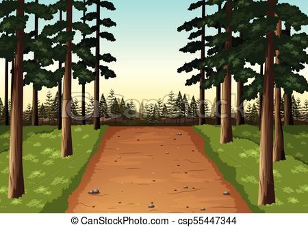 450x331 Background Scene With Pine Forest Illustration.