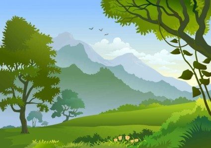425x300 Forest Landscape Trees Illustration Vector Free Vector In