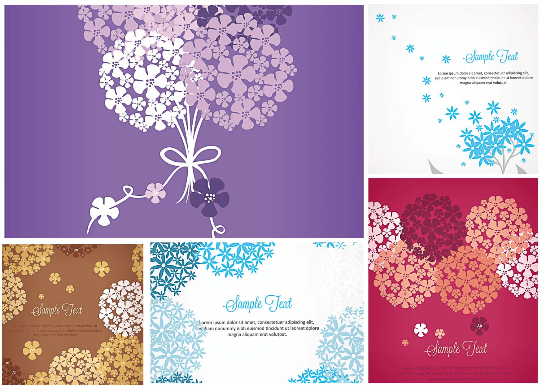 1750x1250 Forget Me Not Flower Card Set Vector Free Download