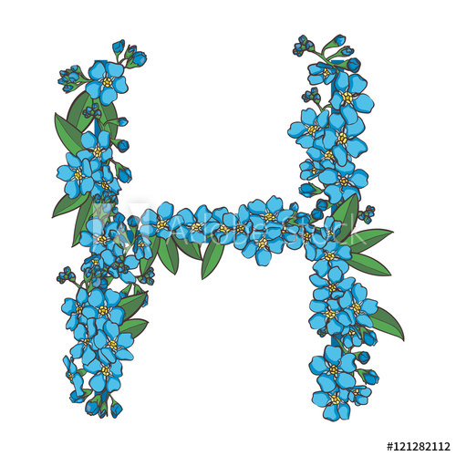 500x500 Forget Me Not Vector Alphabet. Letter H