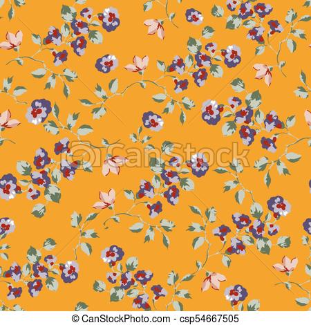 450x470 Vintage Seamless Pattern Design With Little Forget Me Not