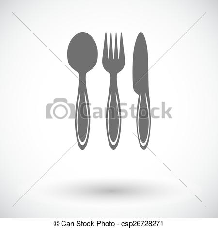 450x470 Spoon, Fork, Knife. Single Icon. Vector Illustration.