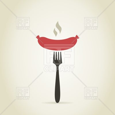 400x400 Hot Sausage On A Fork Vector Image Vector Artwork Of Food And