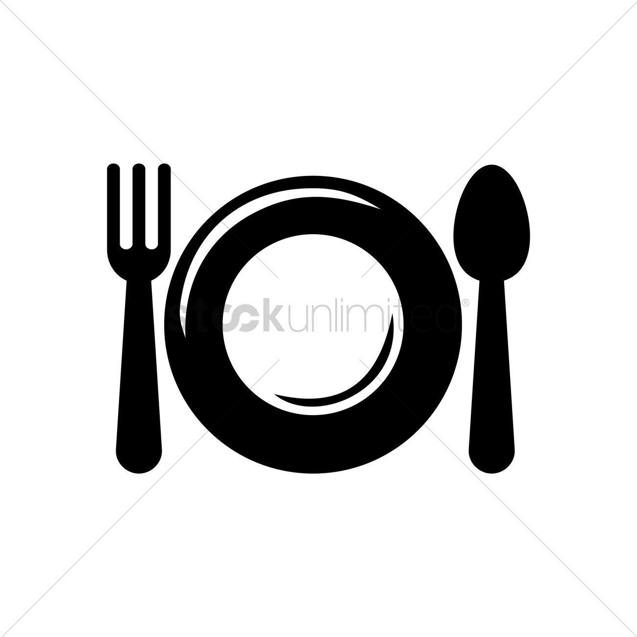 1300x1300 Plate, Spoon And Fork Vector Image