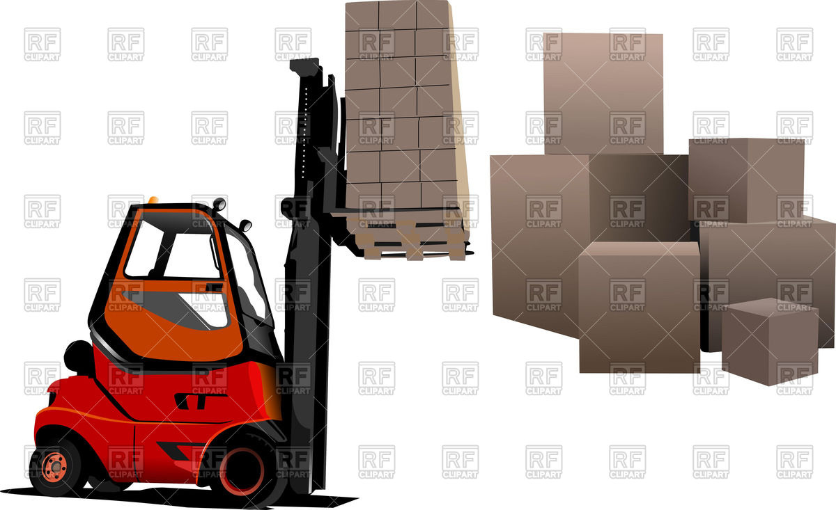 1200x733 Warehouse Lift Truck (Forklift) And Boxes Vector Image Vector