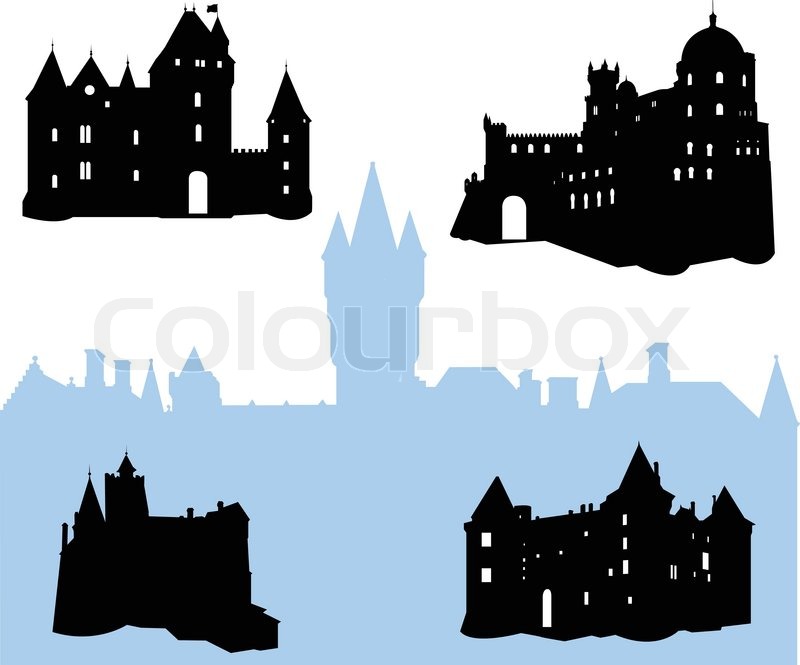 800x665 Five Castles And Fortress Silhouette Stock Vector Colourbox