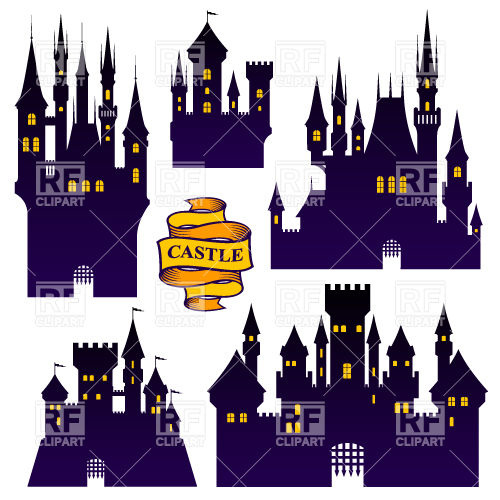 500x500 Silhouettes Of Medieval Castles And Fortress Vector Image Vector