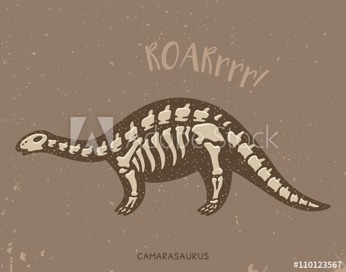500x393 Cartoon Camarasaurus Dinosaur Fossil. Vector Illustration
