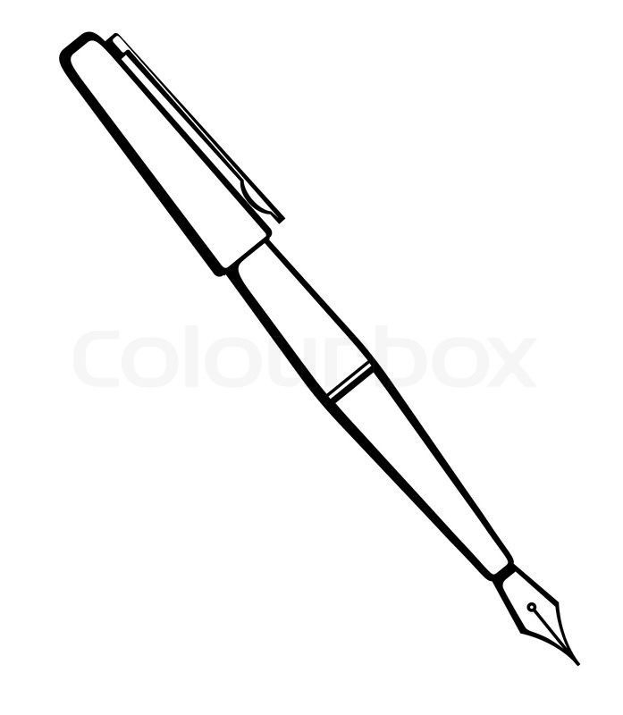 697x800 Vector Monochrome Illustration Of Ink Pen Logo. Many Similarities