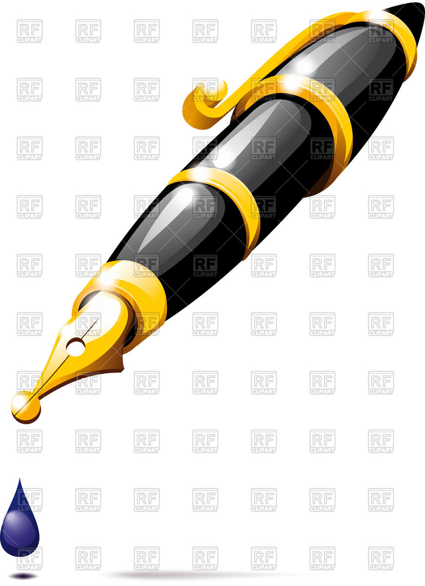 871x1200 Ink Fountain Pen With Drop Vector Image Vector Artwork Of