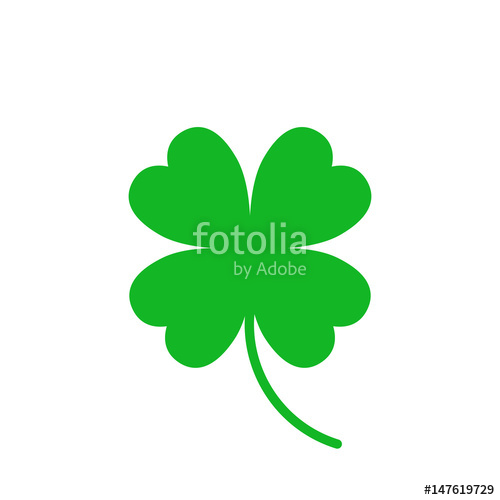 500x500 Four Leaf Clover Vector Icon. Clover Silhouette Simple Icon
