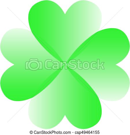 450x470 Green Four Leaf Clover. Vector Green Four Leaf Clover From Hearts.