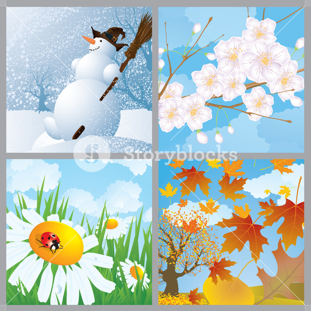 1000x1000 Four Seasons. Vector. Royalty Free Stock Image