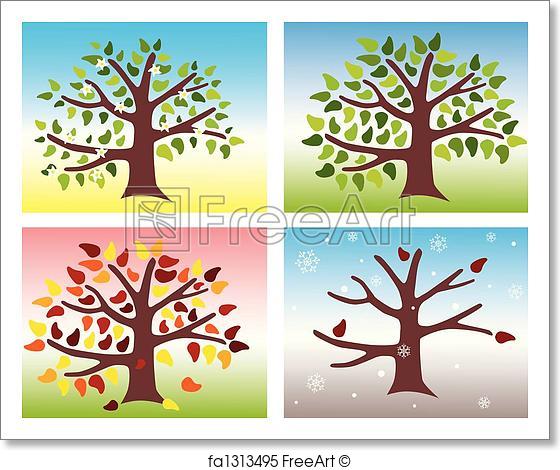 560x470 Free Art Print Of Four Seasons. Vector Illustration Of A Tree