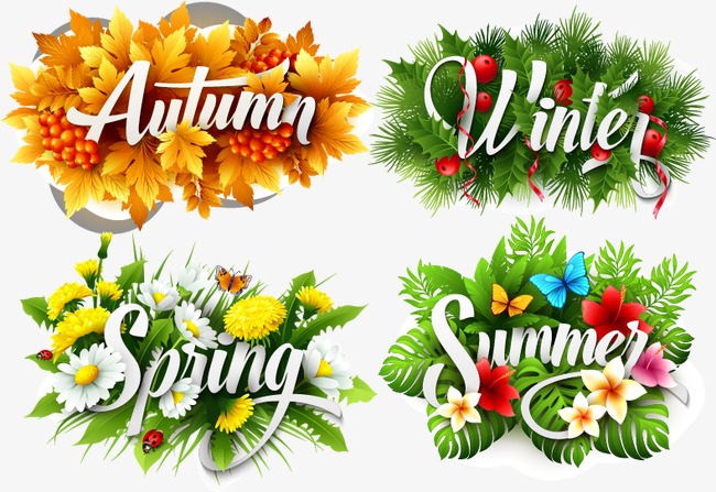 650x447 Hand Painted Flowers Vector Seasons, Vector, Hand Painted, Four