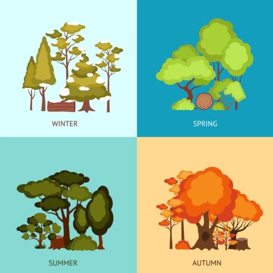 539x539 Tree With Four Seasons Vector Material 02 Free Download