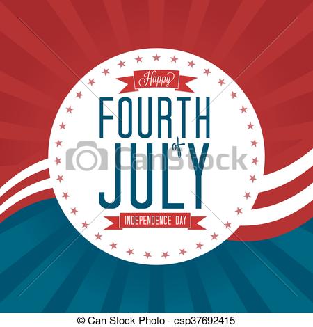 450x470 Fourth Of July Vector Illustration With Badge And Stars.