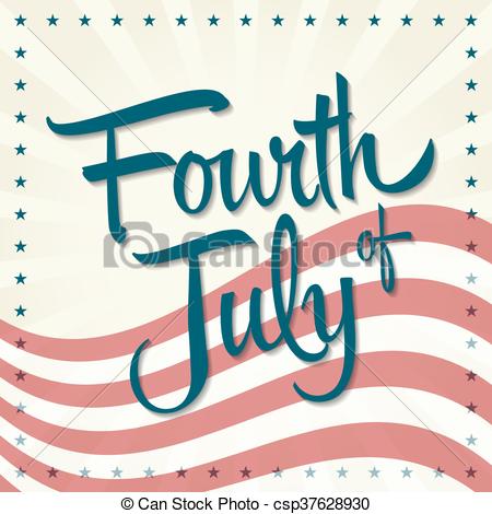 450x470 Fourth Of July Vector Illustration With Stars And Flag.