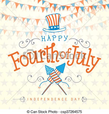 450x470 Happy Fourth Of July. Vector Illustration With Hand Lettered Text