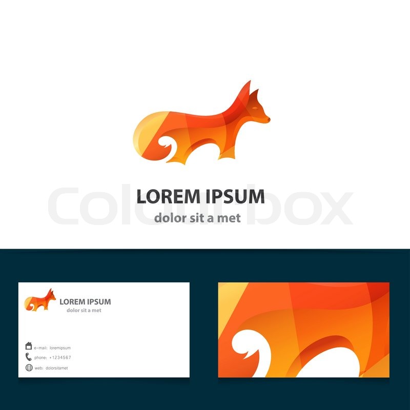 800x800 Abstract Logo Fox. Modern Vector Design Cartoon Animal With