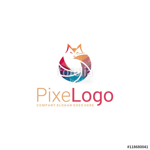 500x500 Polygonal Fox Logo. Shutter Fox Logotype. Abstract Elegant