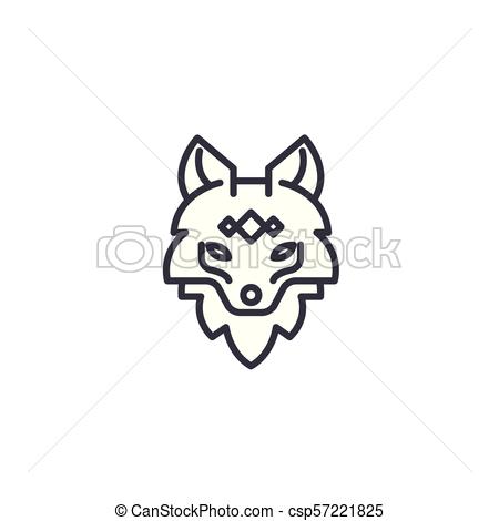 450x470 Fox Head Vector Line Icon, Sign, Illustration On Background