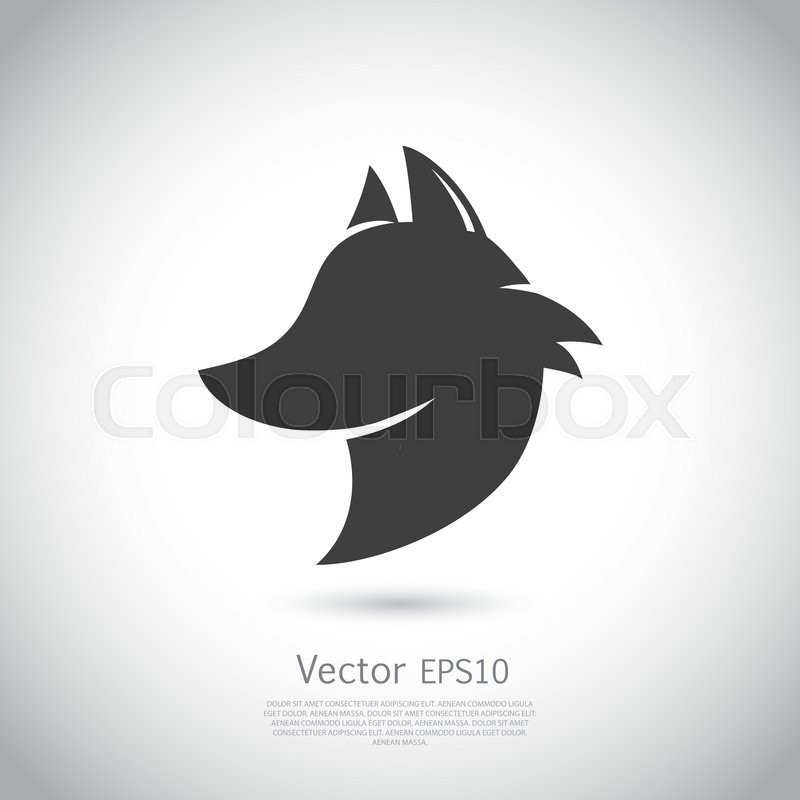 800x800 Stylized Fox Head. Vector Silhouette With Gray Background. Stock