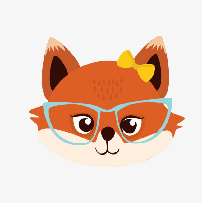 650x651 Vector Cute Fox Head, Glasses, Bow, Animal Png And Vector For Free