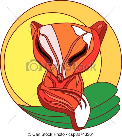 419x470 Fox Logo. Vector Illustration Of A Nature Logo With Sweet... Clip