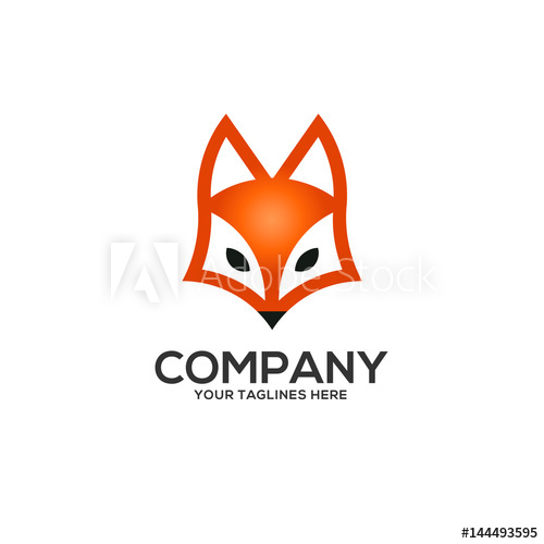 500x500 Fox Head Logo Vector, Flat Vector Fox Logo Isolated On White
