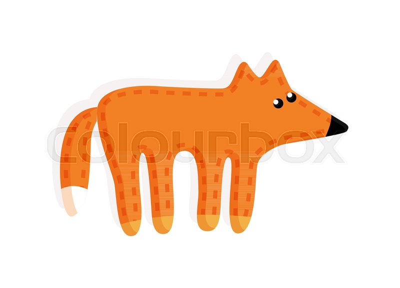 800x577 Sticker Of Fox With Fluffy Tail Vector Illustration Of Cartoon Toy