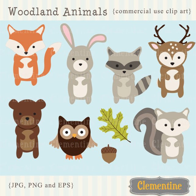 642x642 Woodland Animals Clip Art Images Fox Clip Art Fox Vector Etsy