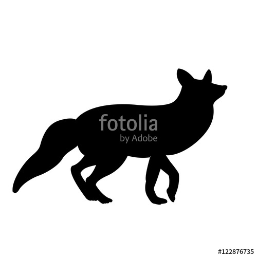 500x500 Red Fox Vector Illustration Black Silhouette Stock Image And