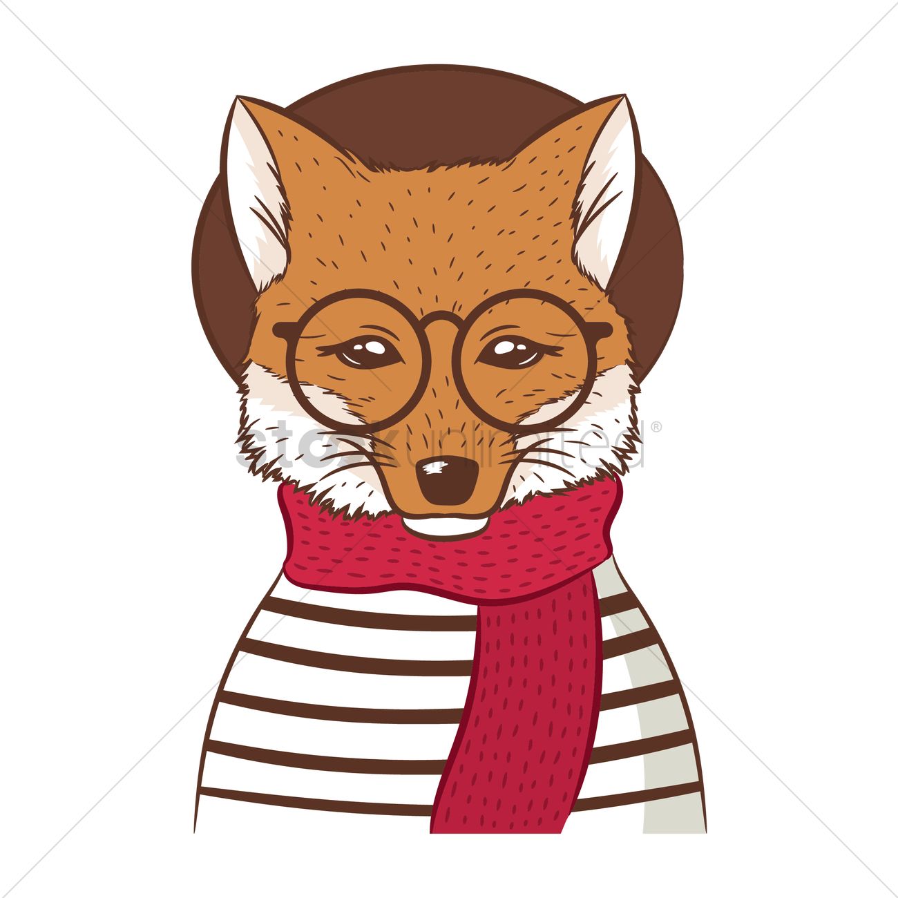 1300x1300 Hipster Fox Vector Image