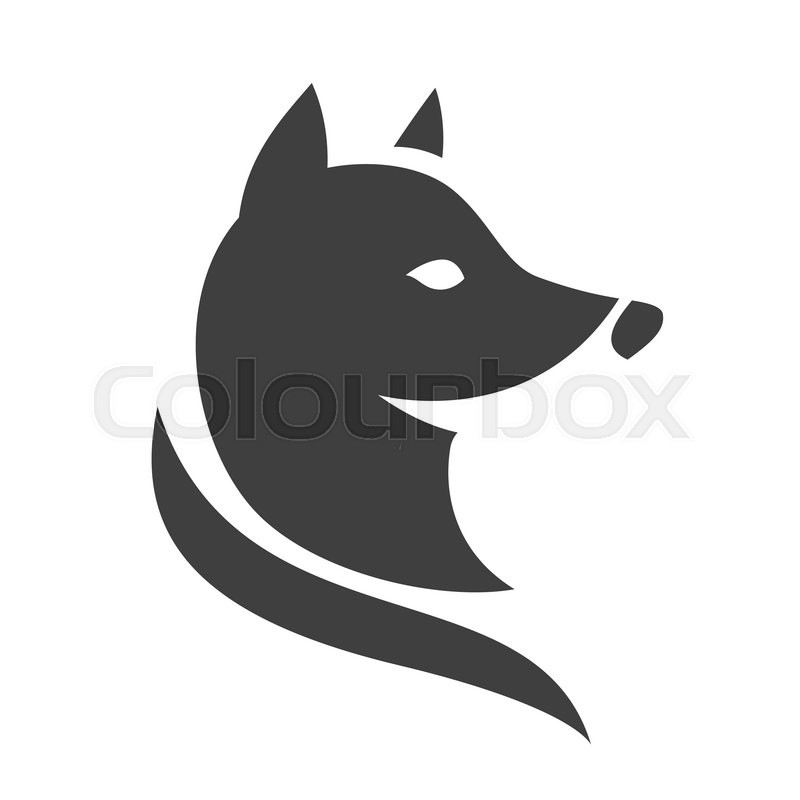800x800 Stylized Fox Head. Vector Silhouette Isolated On White Background