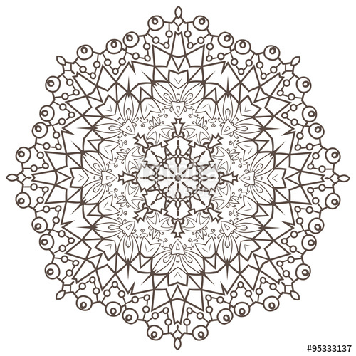 500x500 Ethnic Fractal Mandala Vector Meditation Looks Like Snowflake Or
