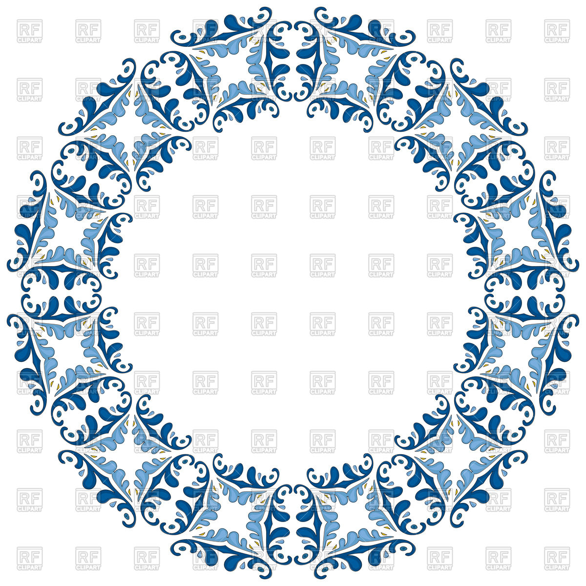 1200x1200 Decorative Circle Frame With Blue Elements, Mandala Circle Border