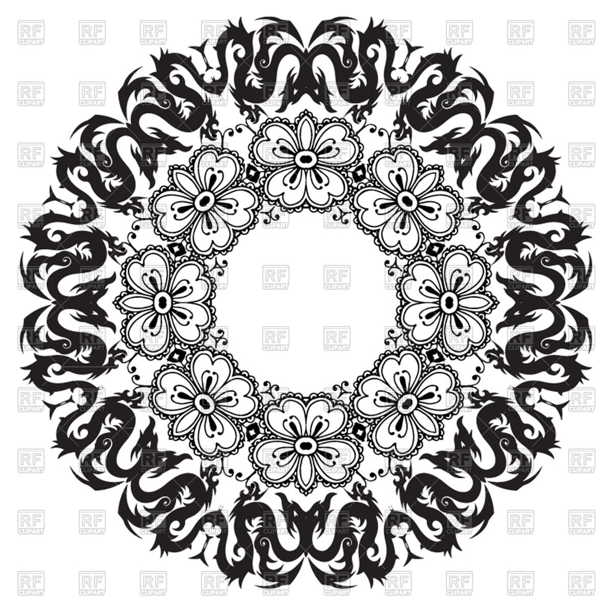 1200x1200 Vintage Round Frame With Ornamental Floral Border Vector Image