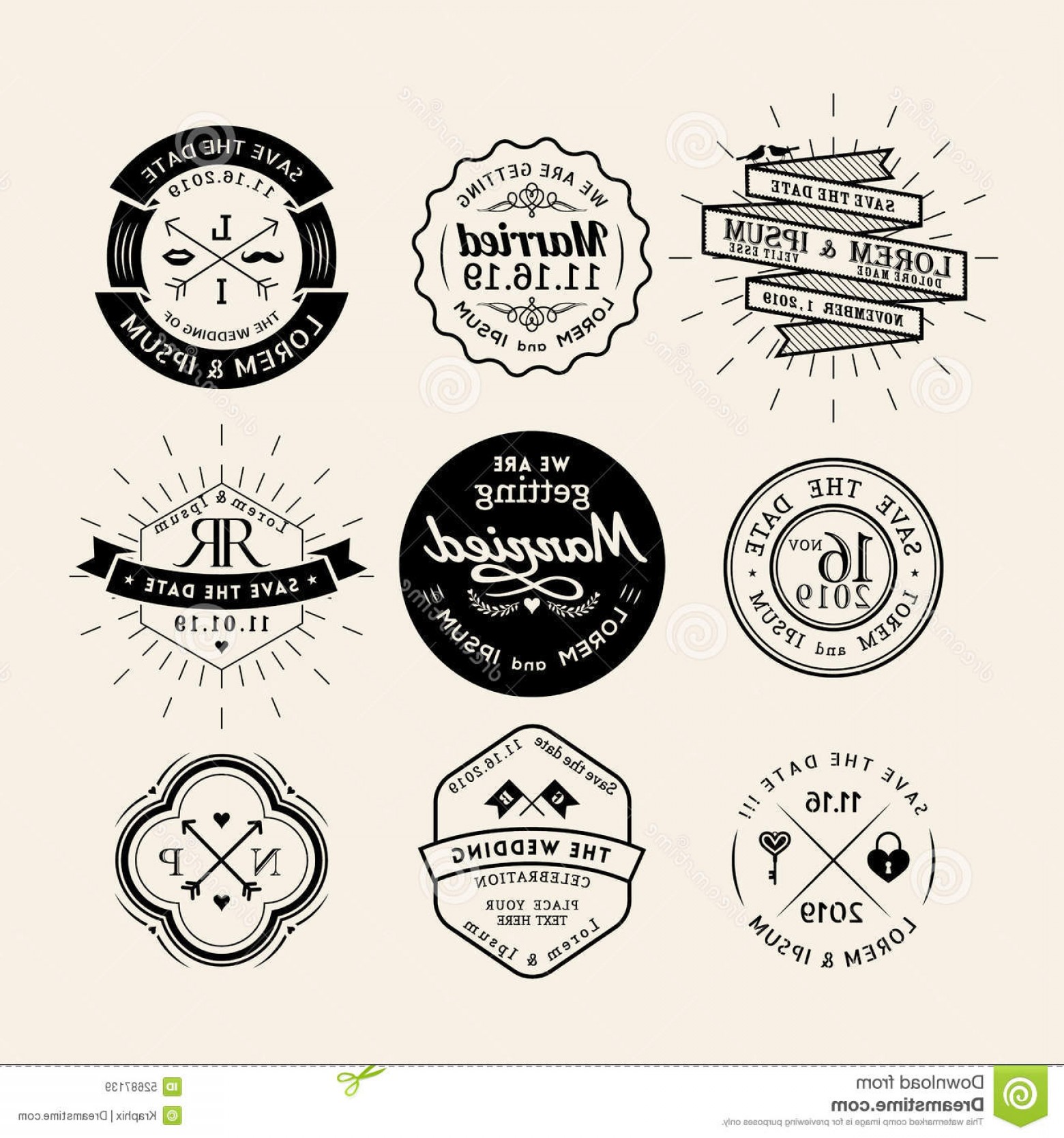 1560x1668 Stock Illustration Vintage Retro Wedding Logo Frame Badge Design