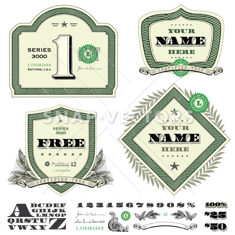 800x800 Vector Retro Money Logo Frame Set