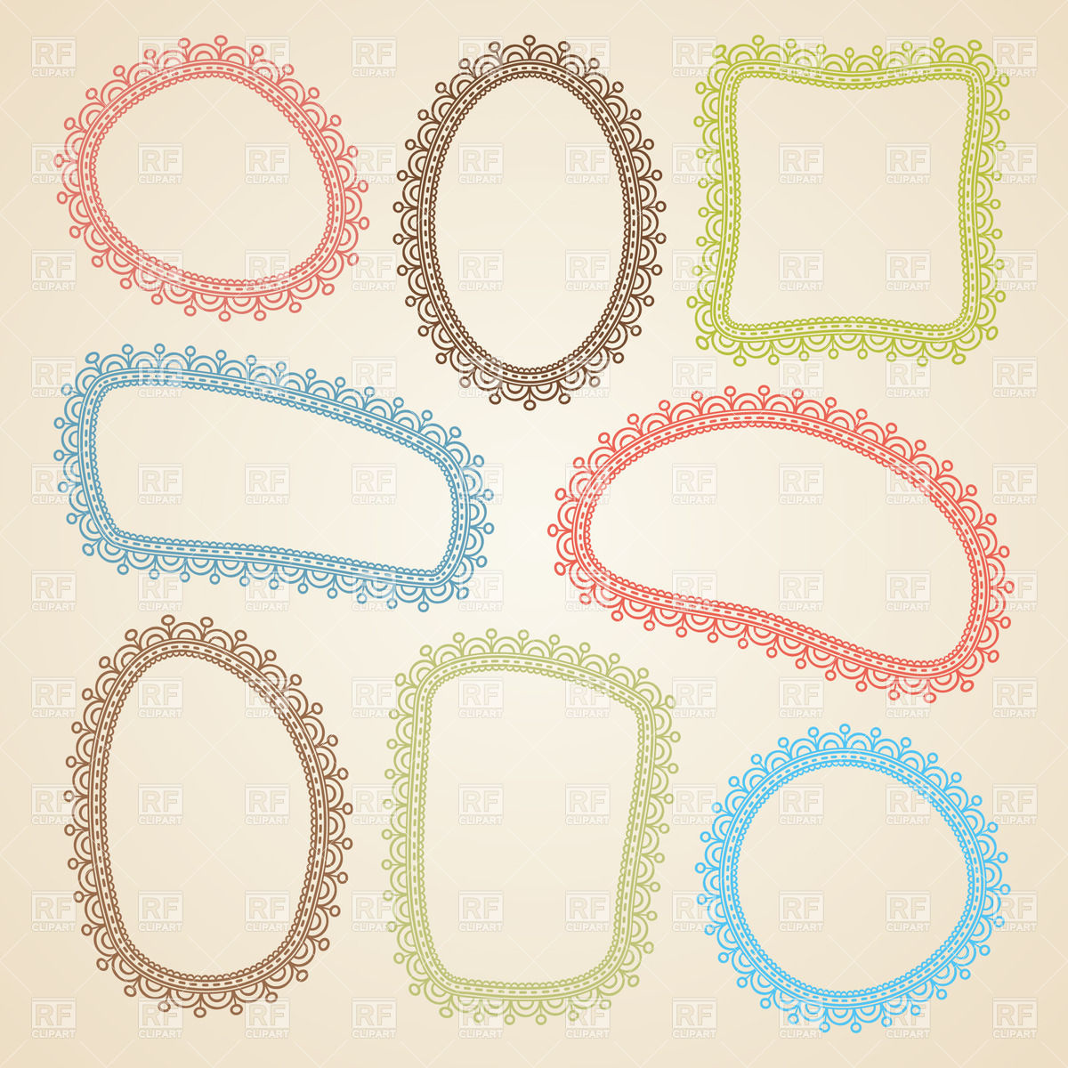 1200x1200 Set Of Blank Doodle Frames Vector Image Vector Artwork Of