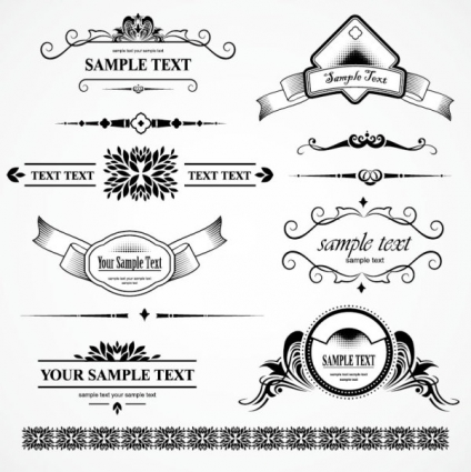 424x425 Retro Object Decorative Ornaments Frames Vector Vector Free