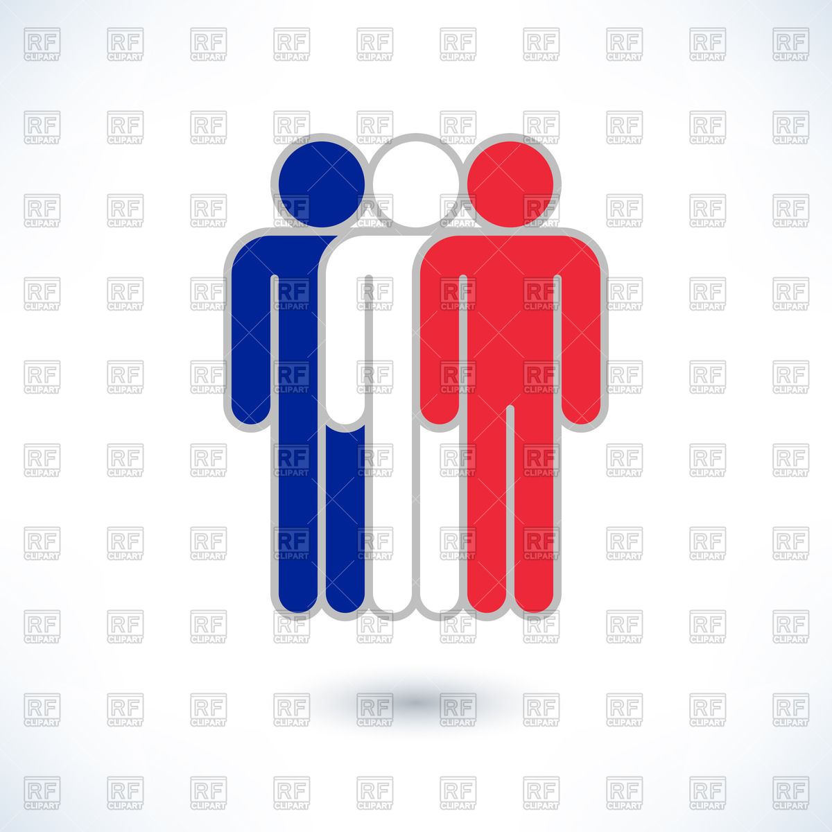 1200x1200 Pictogram Of Three Men In Colours Of France Flag Vector Image