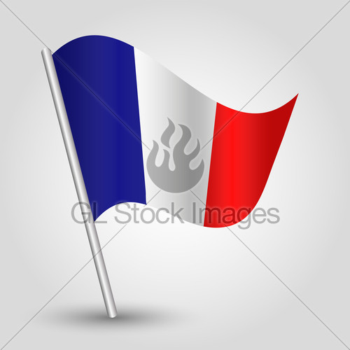 500x500 Vector 3d Waving French Flag On Pole National Symbol Of F... Gl