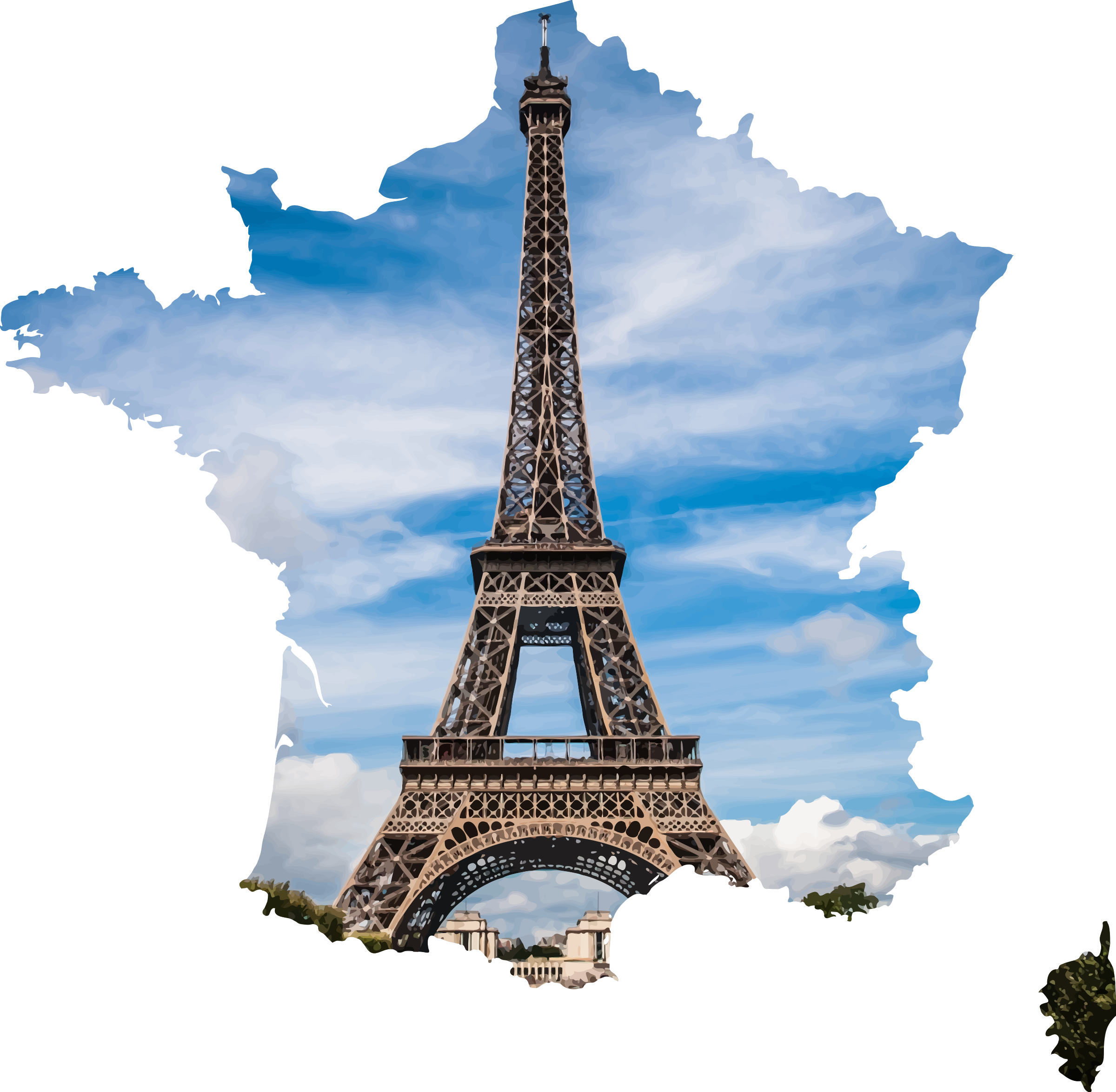 2400x2349 Eiffel Tower In The Shape Of France Vector Clipart Image