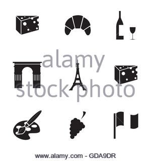 300x320 Vector Black Paris Icons Set