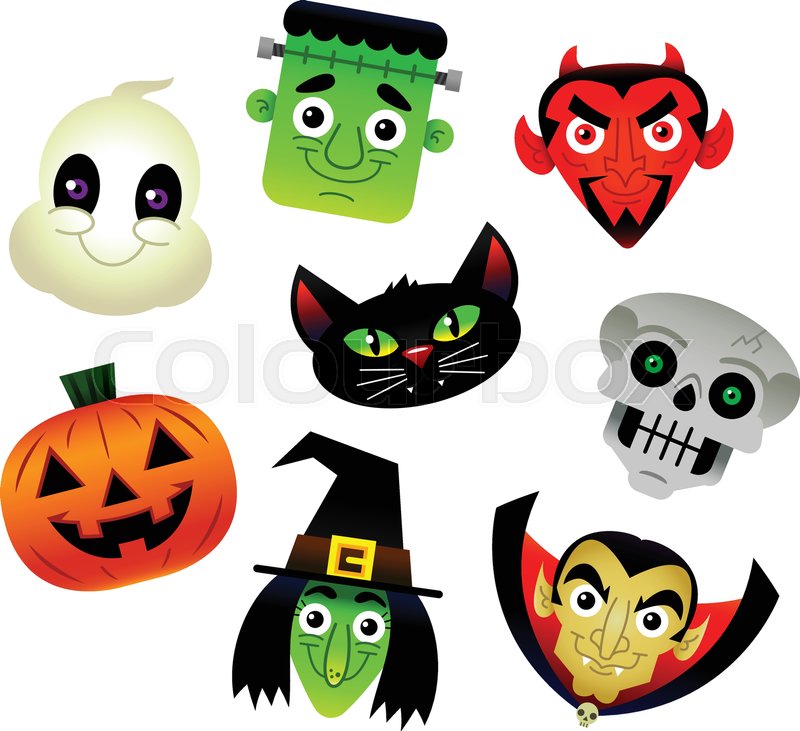 800x731 Set Of Vector Cartoon Halloween Characters White Ghost